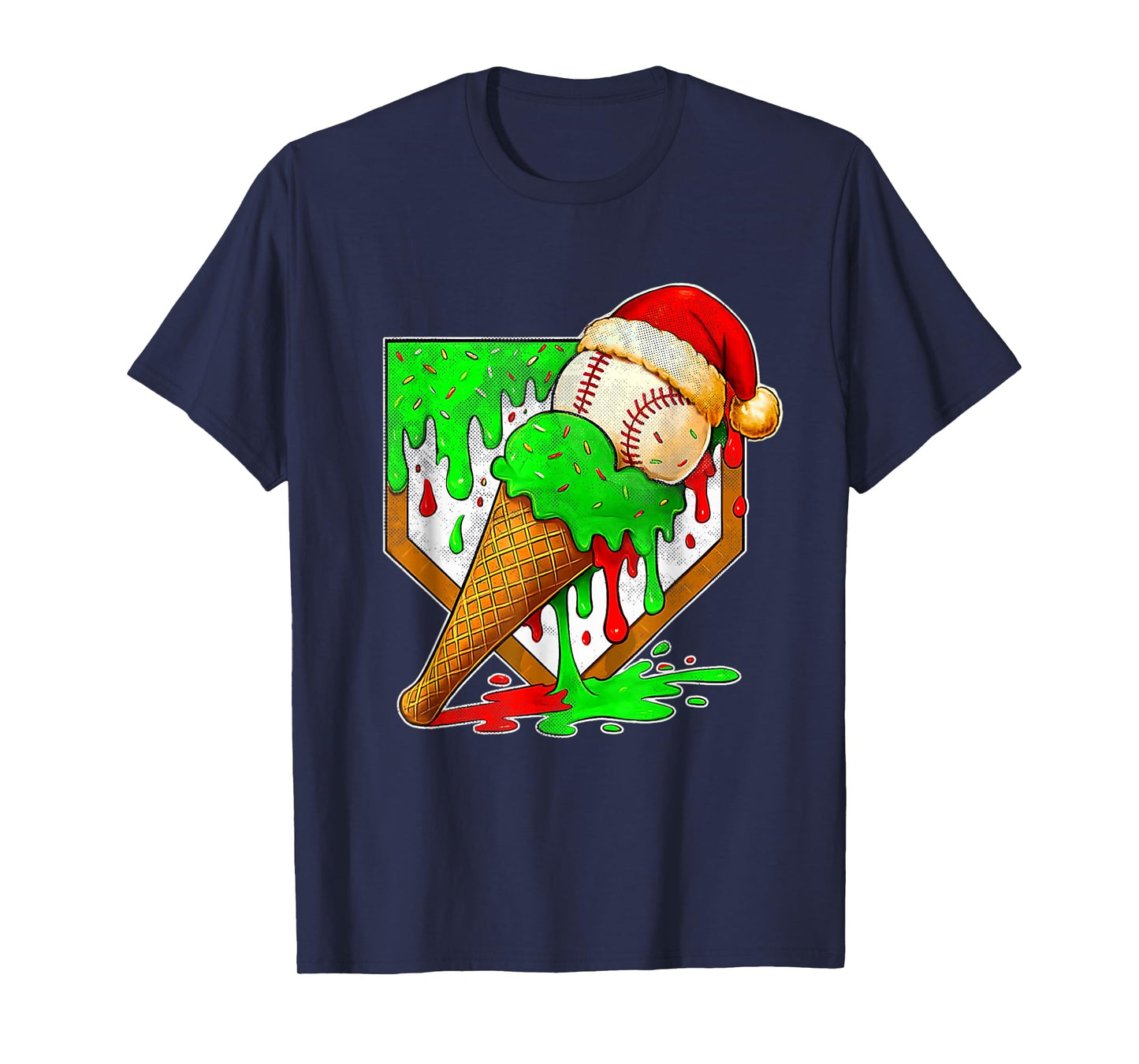 Baseball Xmas Christmas Baseball Ice Cream Drip Boys T-Shirt