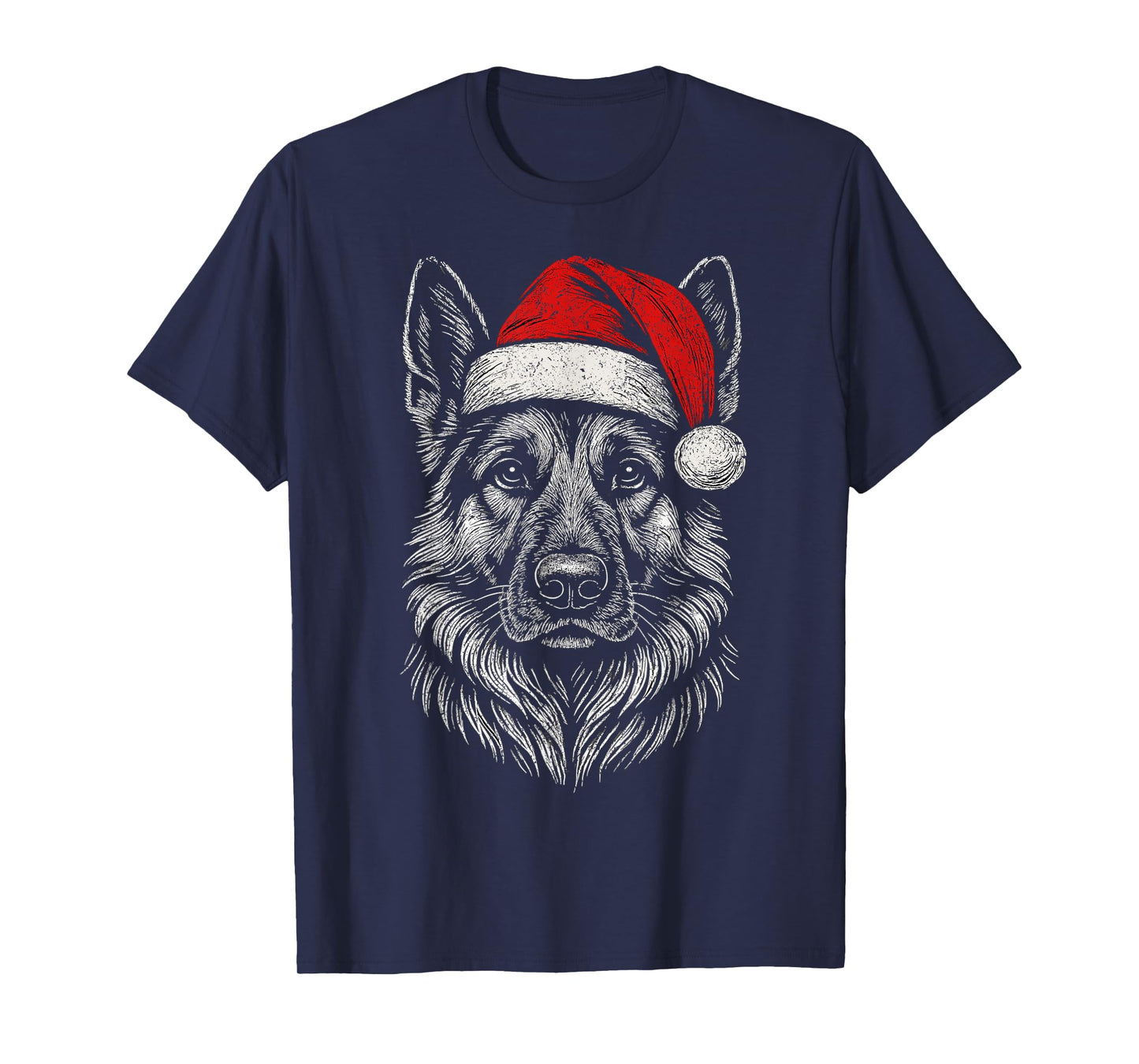 German Shepherd Santa Hat Christmas Xmas Dog Mom T-Shirt