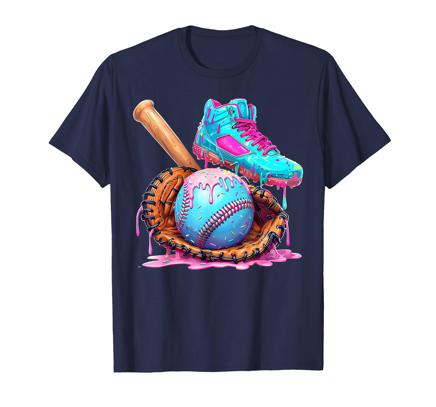Ice Cream Drip Baseball Stuff Baseball Drip For Boys Graphic T-Shirt