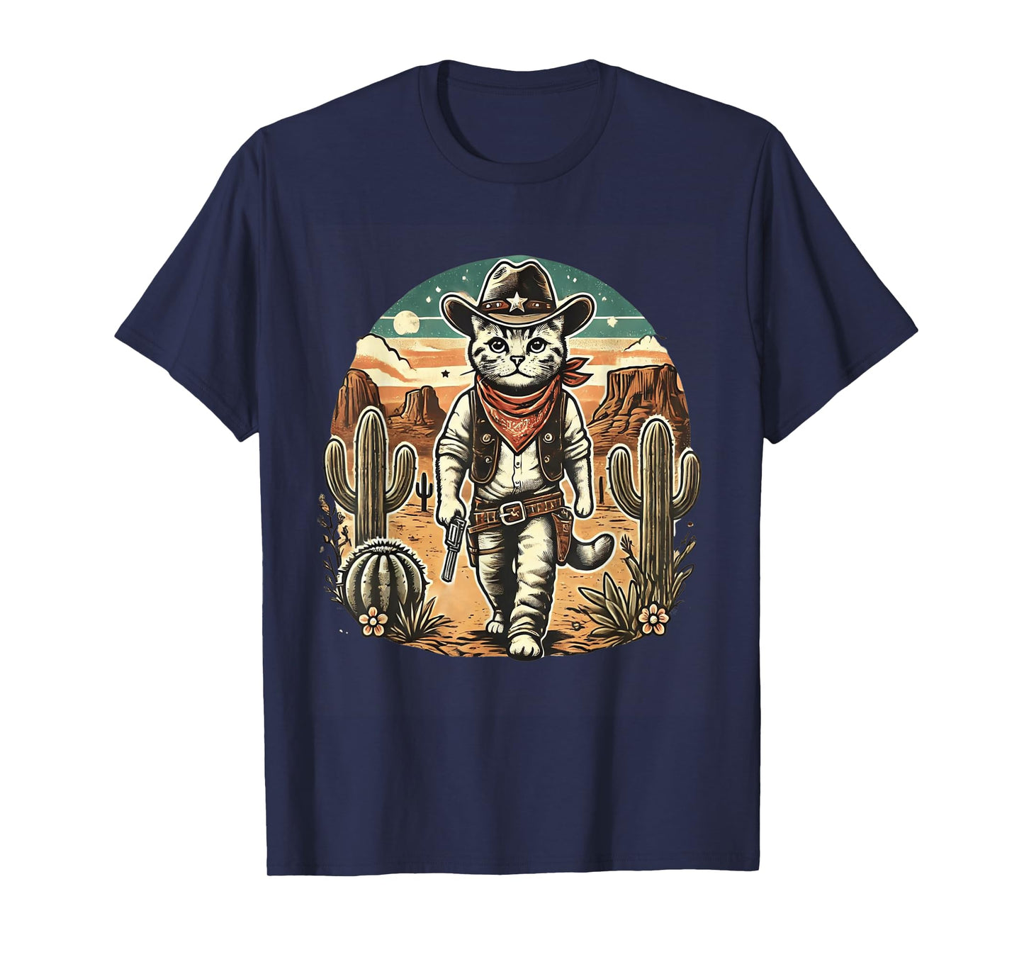 Meowdy Cat Funny Texas Cat Vintage Country Music Cat Cowboy T-Shirt