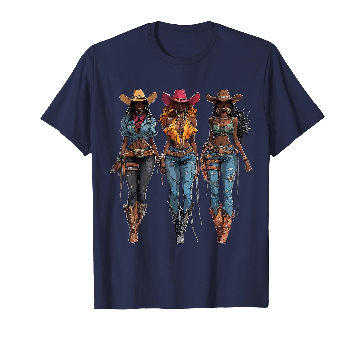 Black African American Cowgirl Western Country Texas Rodeo T-Shirt