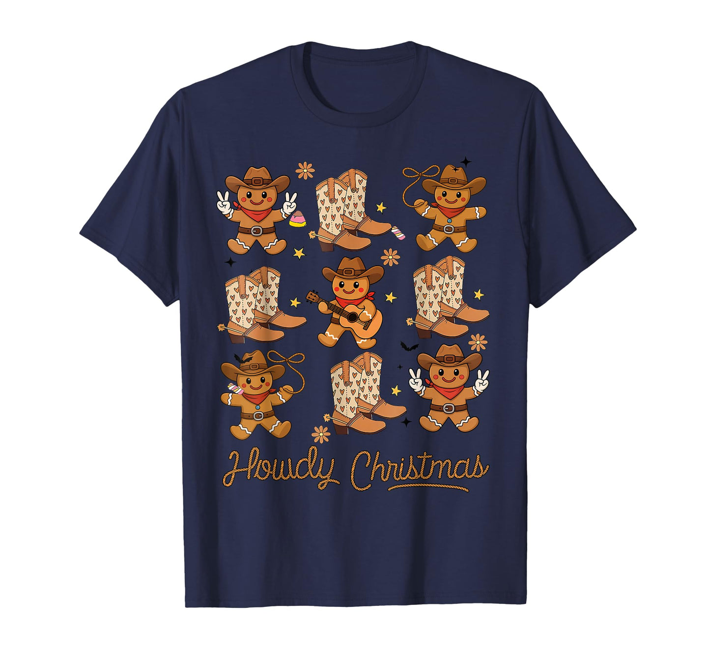 Funny Howdy Christmas Gingerbread Cowboy Rodeo Western Xmas T-Shirt
