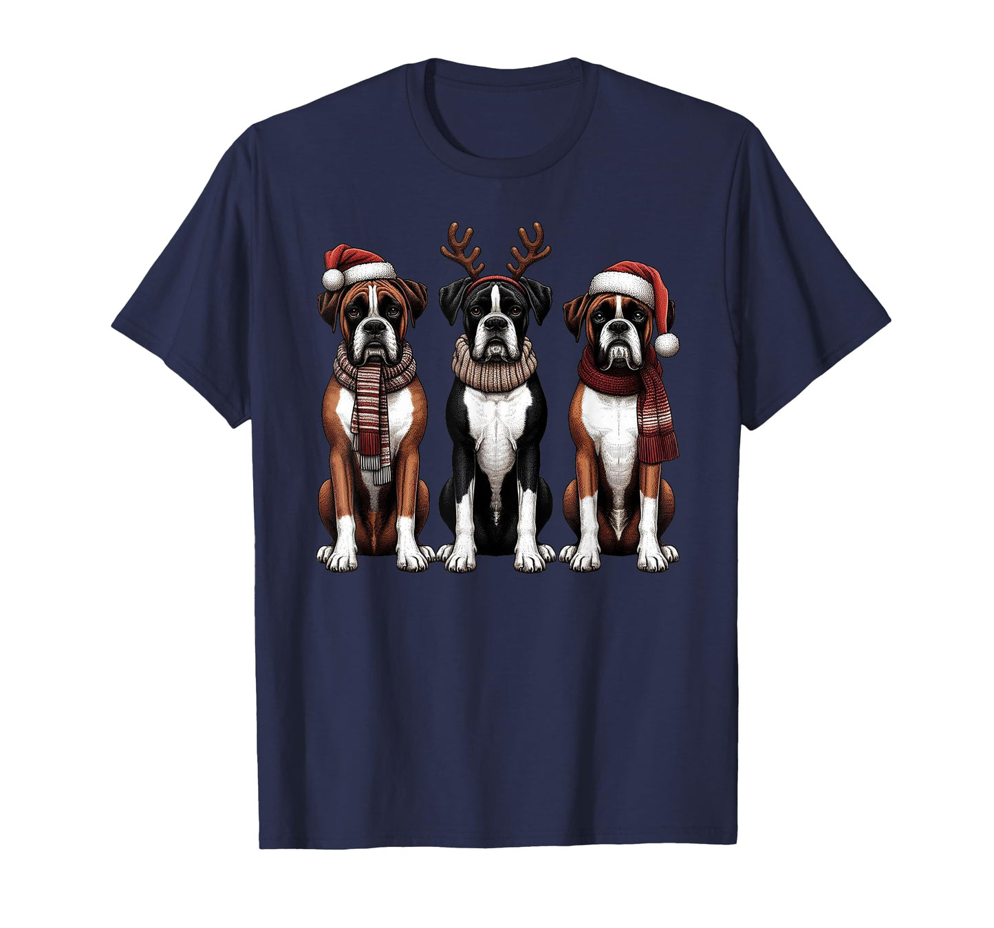 Santa Reindeer Boxer Christmas Boxer Dog Lover Pajama T-Shirt