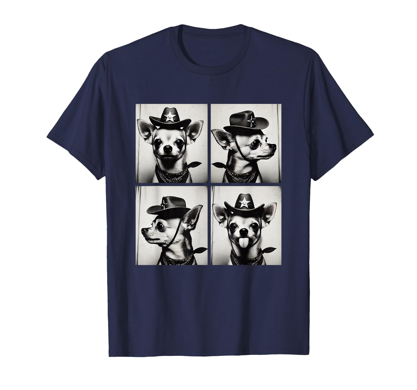 Funny Chihuahuas Cowboy Western Style Cute Photography T-Shirt