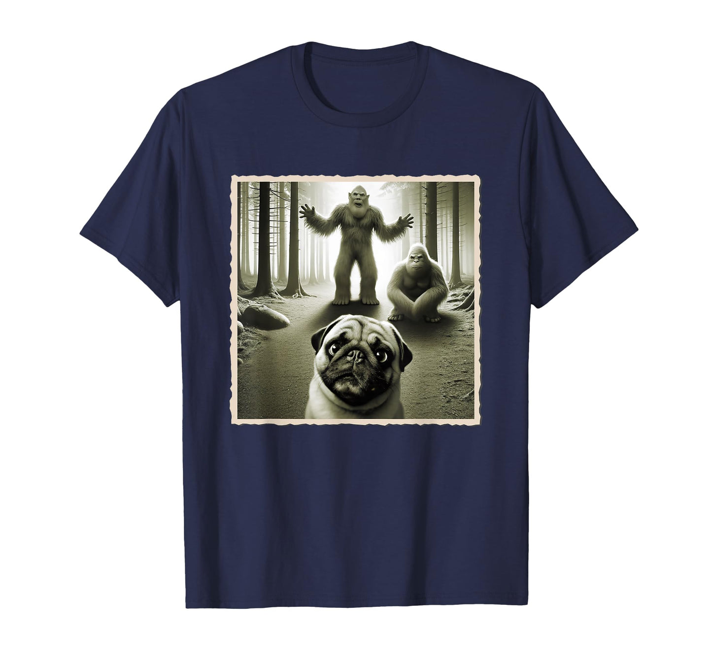 Pug Selfie With Bigfoot | Dog & Funny Pug T-Shirt