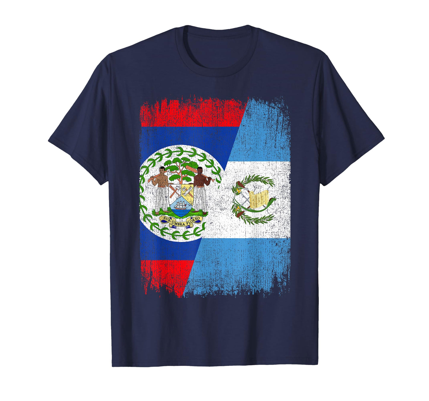 Half Belize Guatemala Flag Belizean Guatemalan Roots T-Shirt