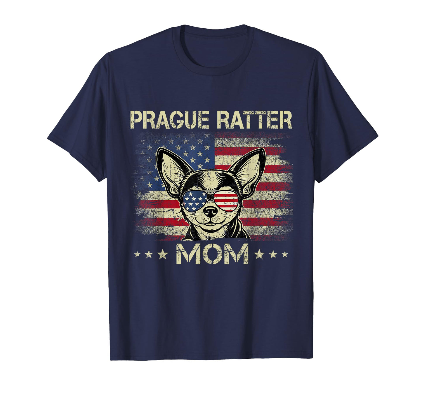 Prague Ratter Mom Dog Vintage American Flag 4th Of July T-Shirt