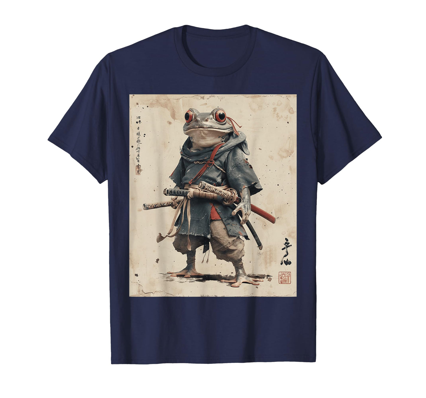 Samurai Frog Warrior Japanese Ukiyo-e Art Vintage Aesthetic T-Shirt