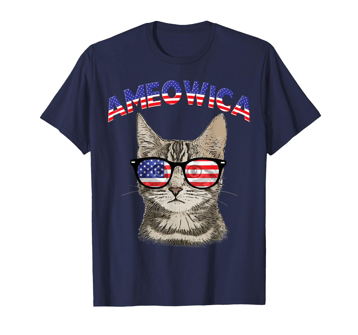 Ameowica USA Cat Kitten Patriotic Sunglasses Funny T-Shirt