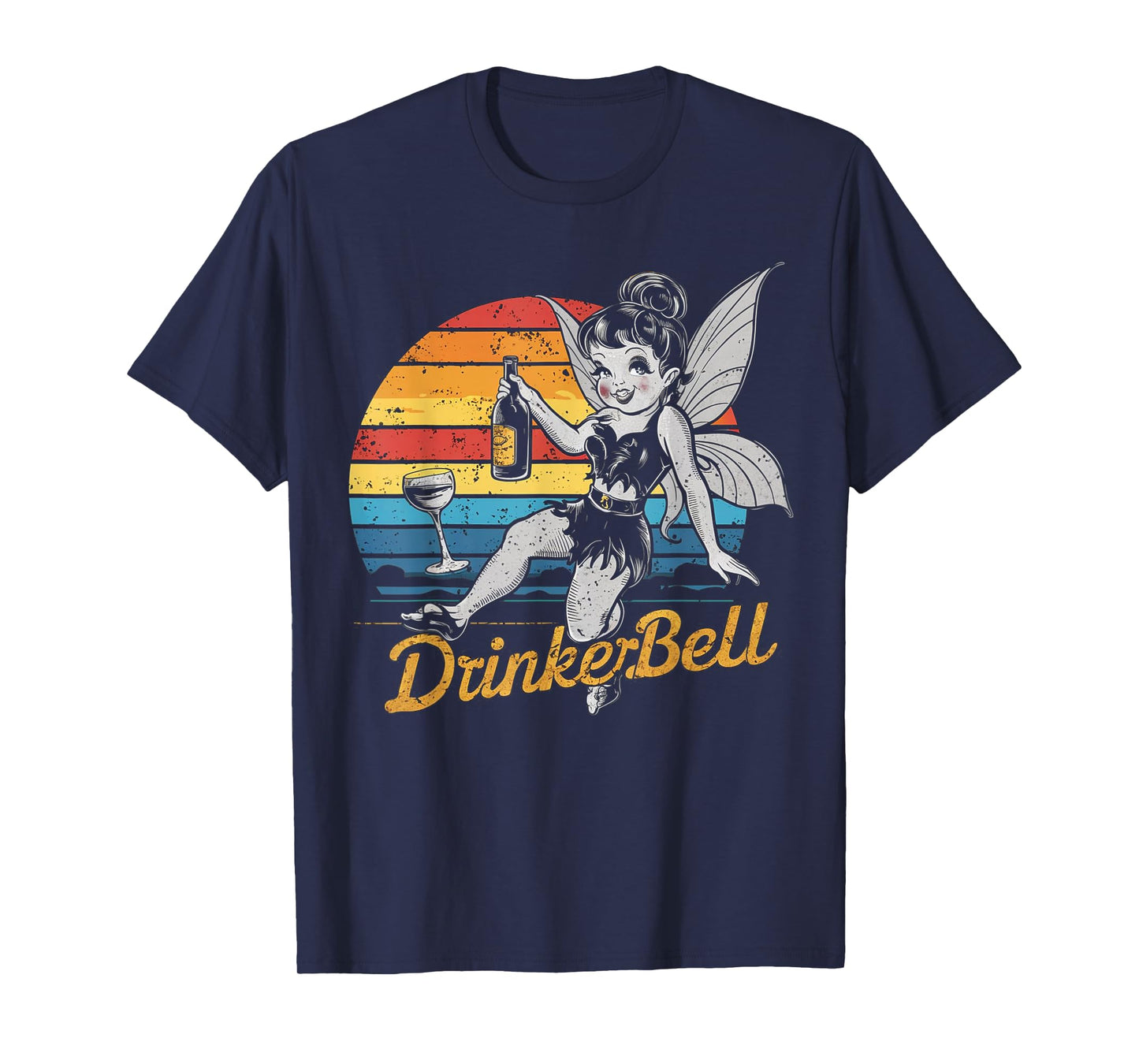 Vintage retro sunset Drinkerbell Funny Drinking Funny Saying T-Shirt