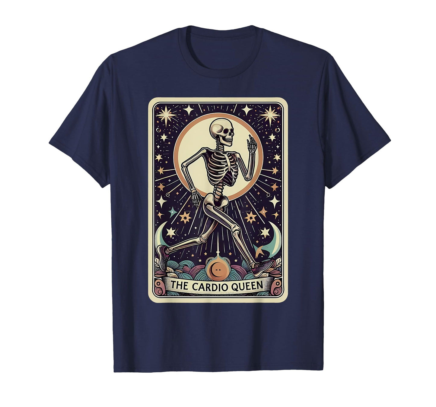 Cardio Queen Tarot Card Skeleton Workout Running Aesthetic T-Shirt