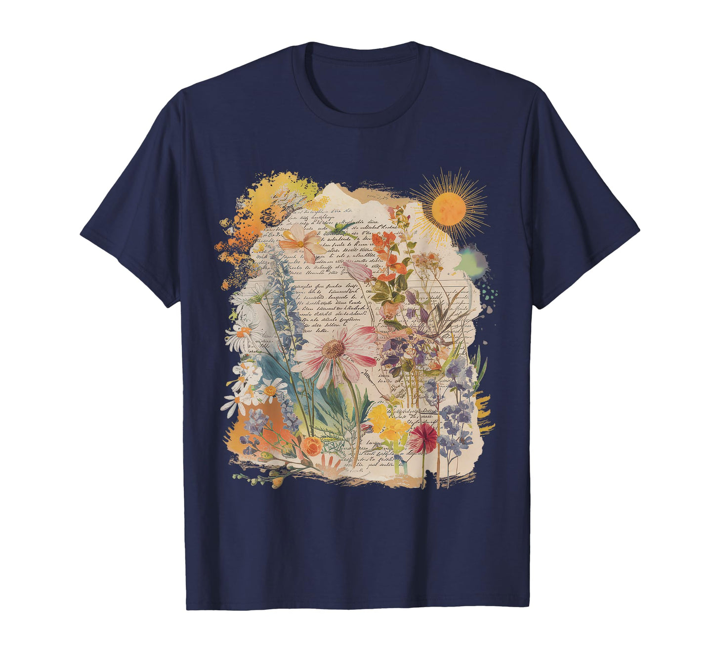 Floral Women TShirt Vintage Boho Wildflower Botanical Flower T-Shirt
