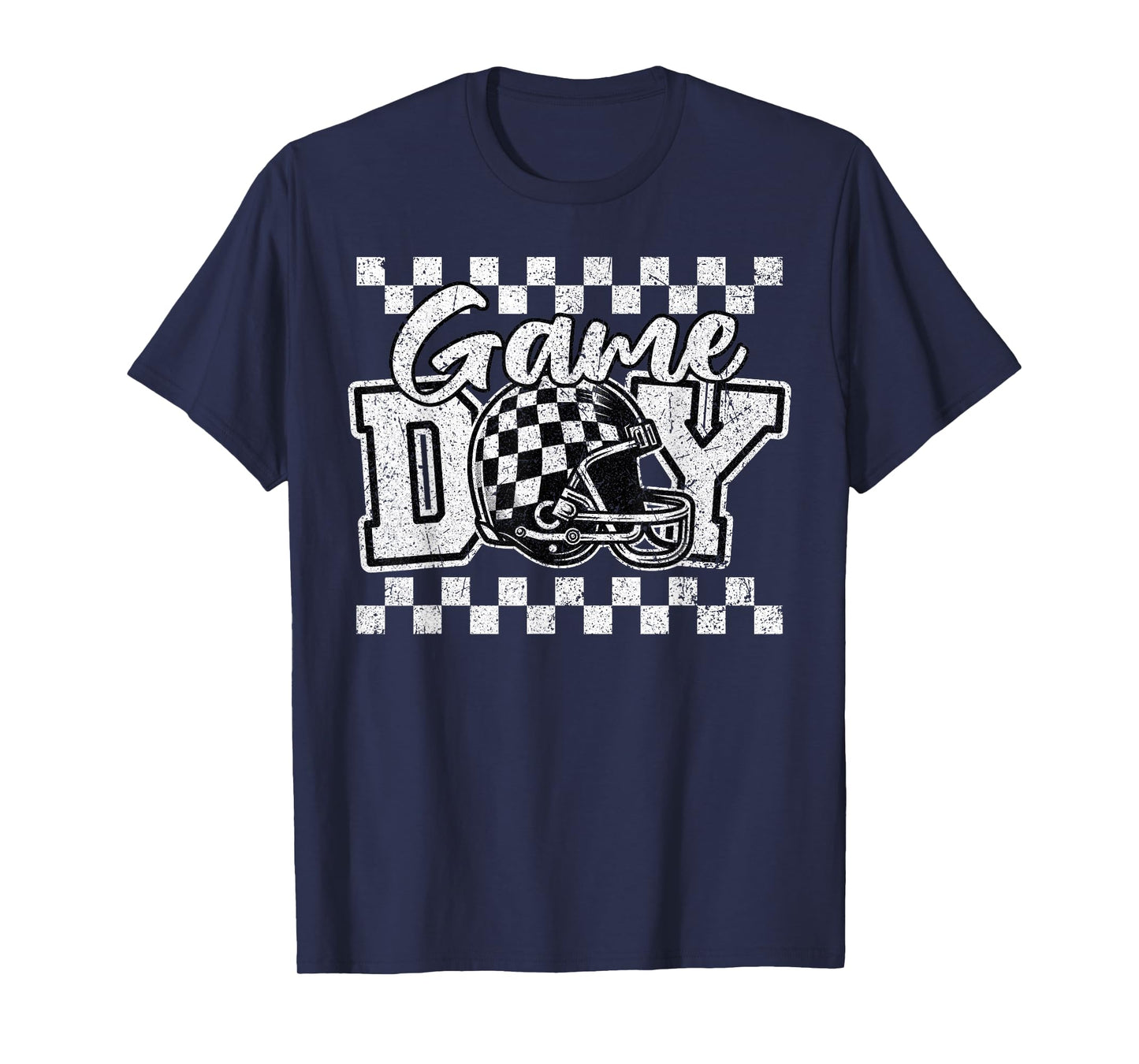 Retro Croquette Black White Checkered Football Game Day T-Shirt