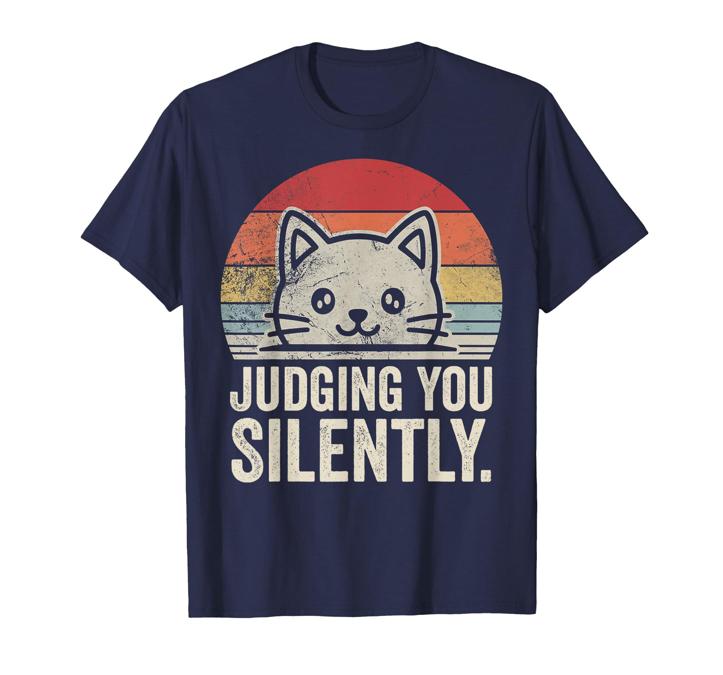 Judging You Silently Funny Cat Retro T-Shirt