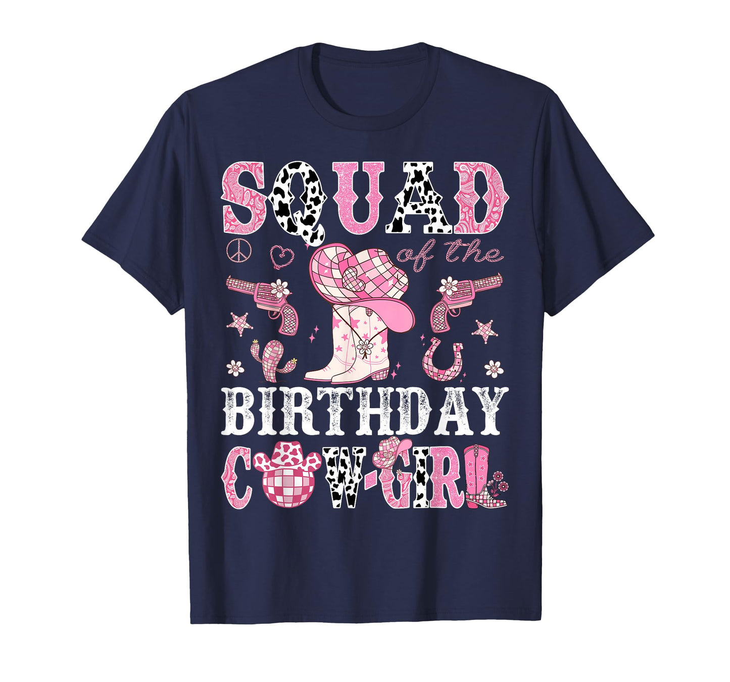 Squad Of The Birthday Cow-Girl Pink Disco Rodeo Western T-Shirt