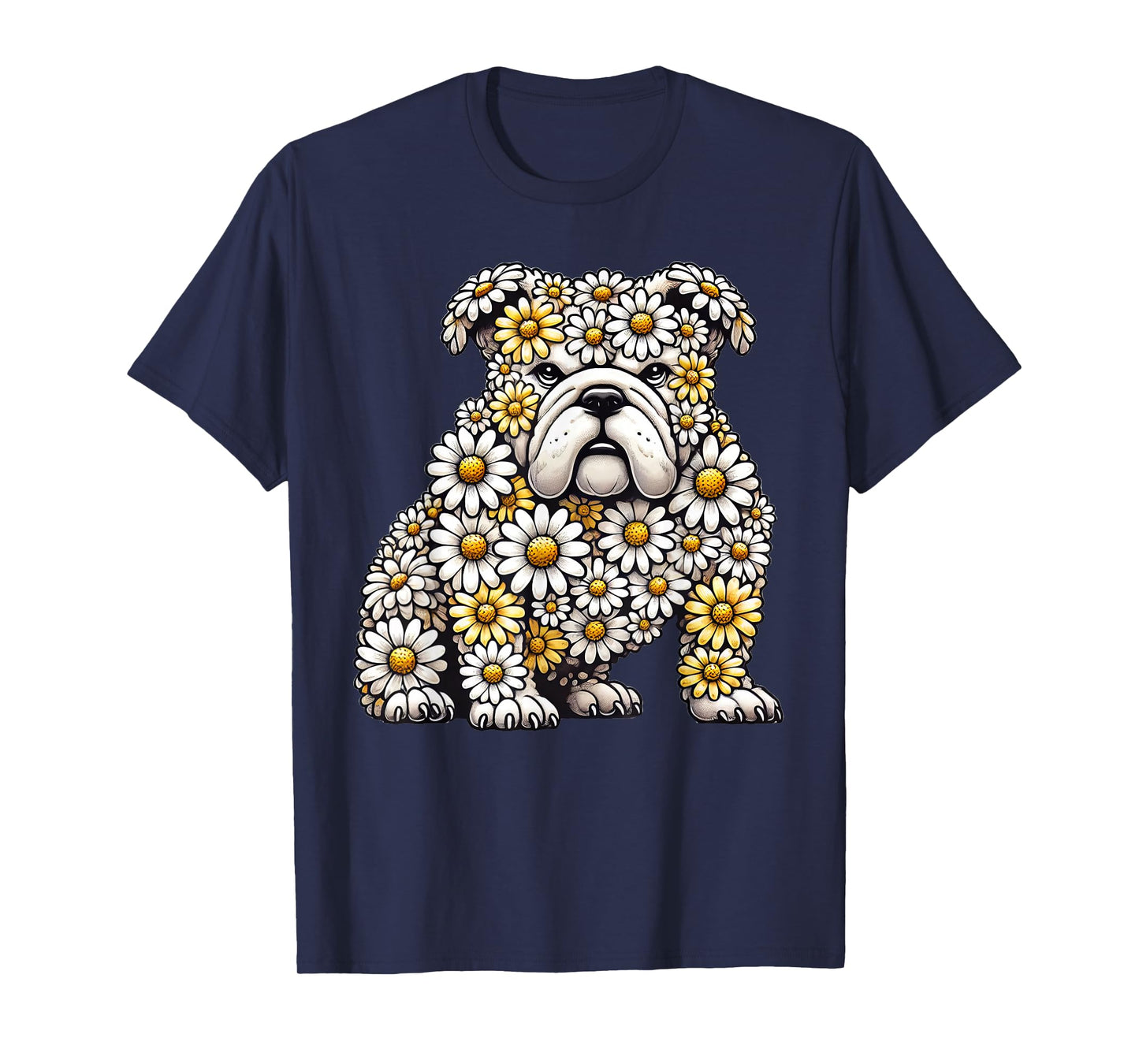 Daisy English Bulldog Dog Flower Gardening Floral T-Shirt