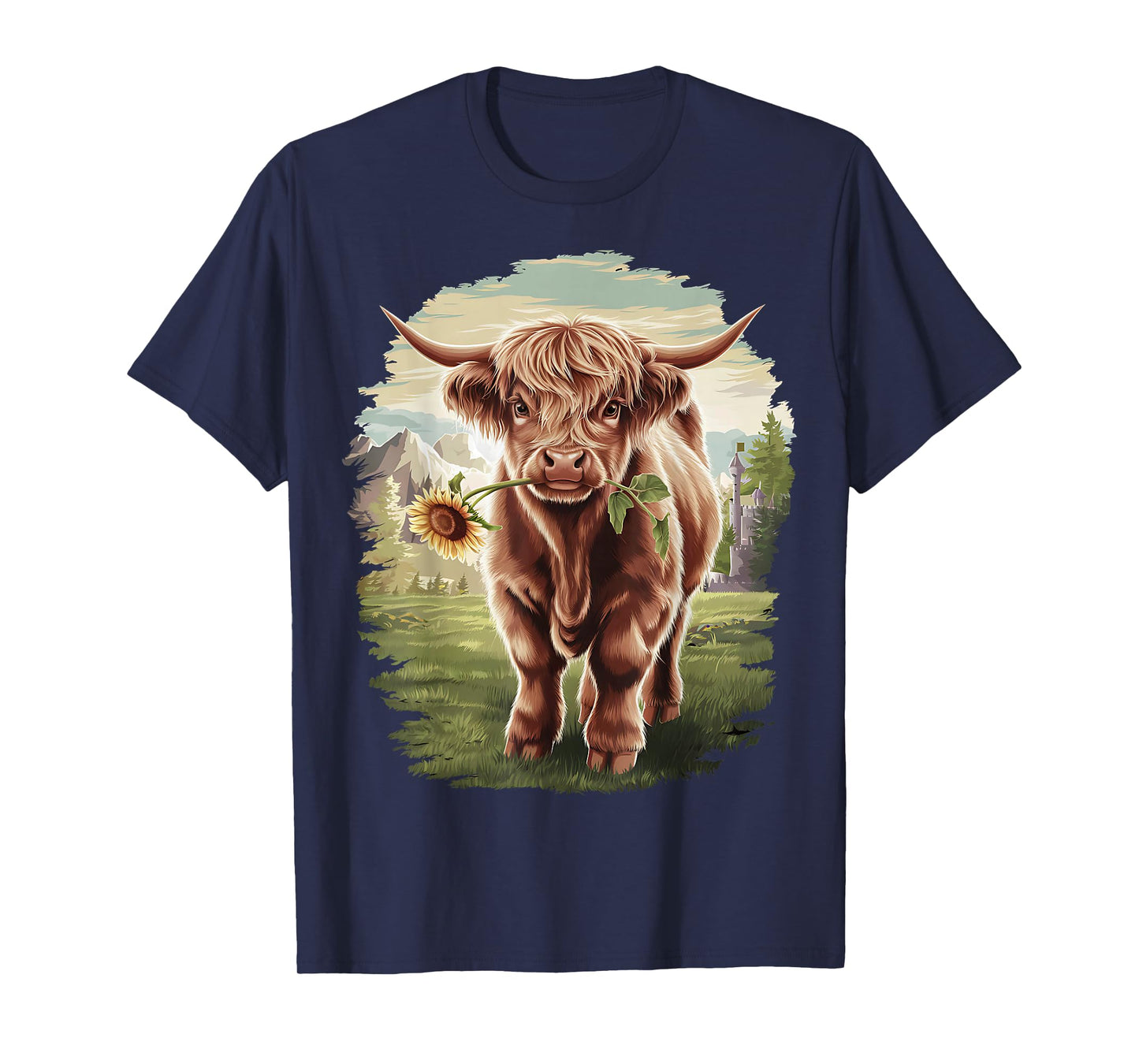 Western Farmer Animal Country Girls sunflower Highland Cow T-Shirt