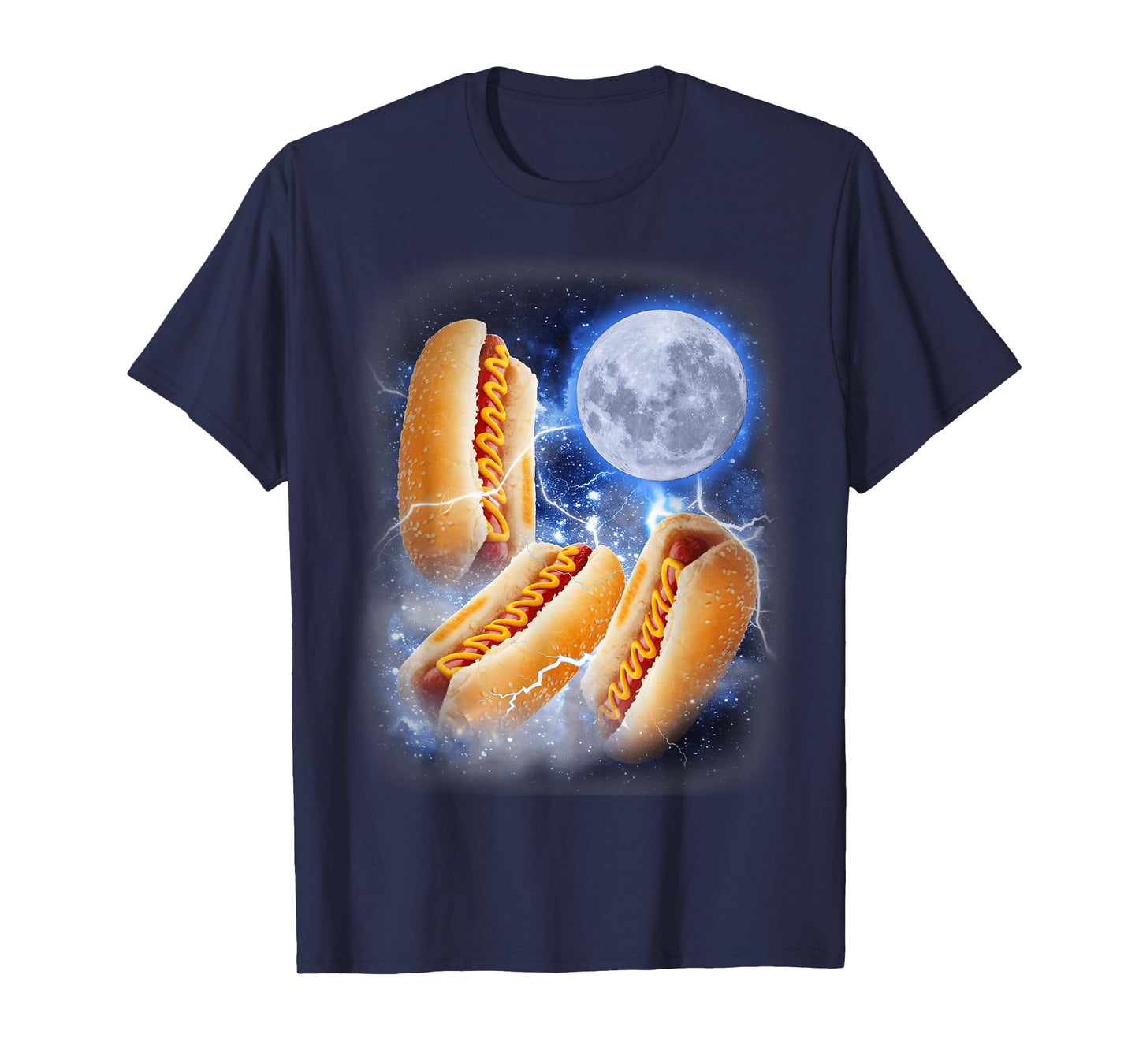 Three Glizzy Moon - Funny 3 Howling Hotdogs Cursed Meme T-Shirt