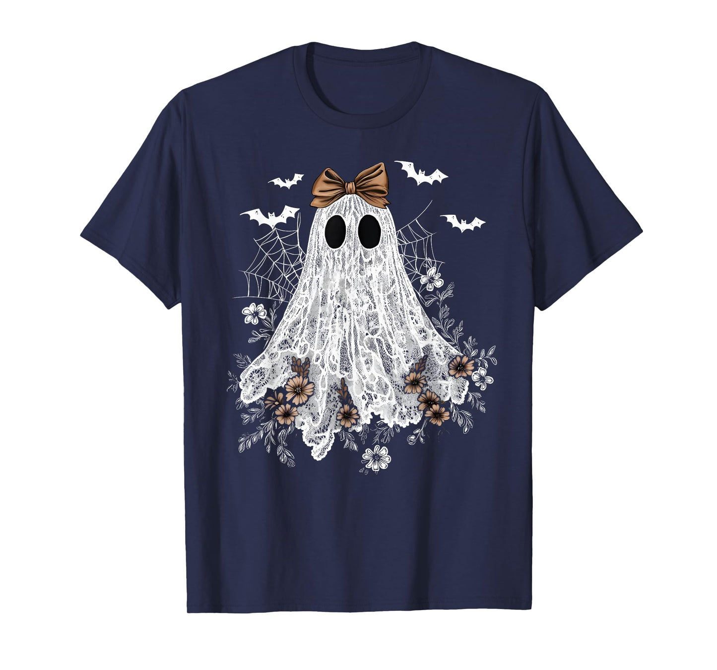 Funny Ghost Wildflower Coquette Bow Halloween Spooky Season T-Shirt