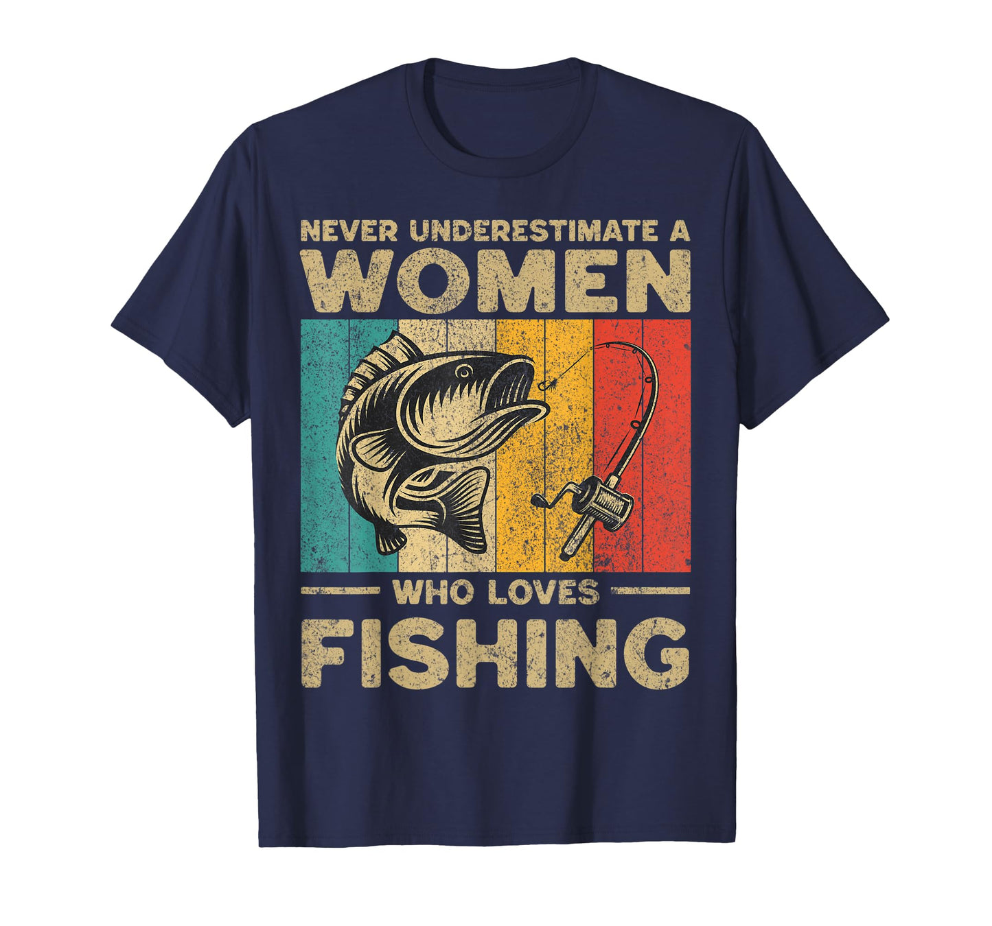 Funny Vintage Fishing Jokes Womens Fisherman Bass Fish T-Shirt