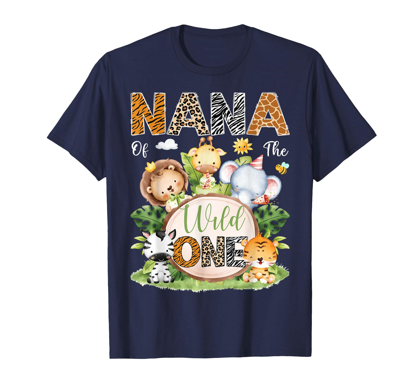 Nana Of The Wild One 1St Birthday Kids Safari Jungle T-Shirt