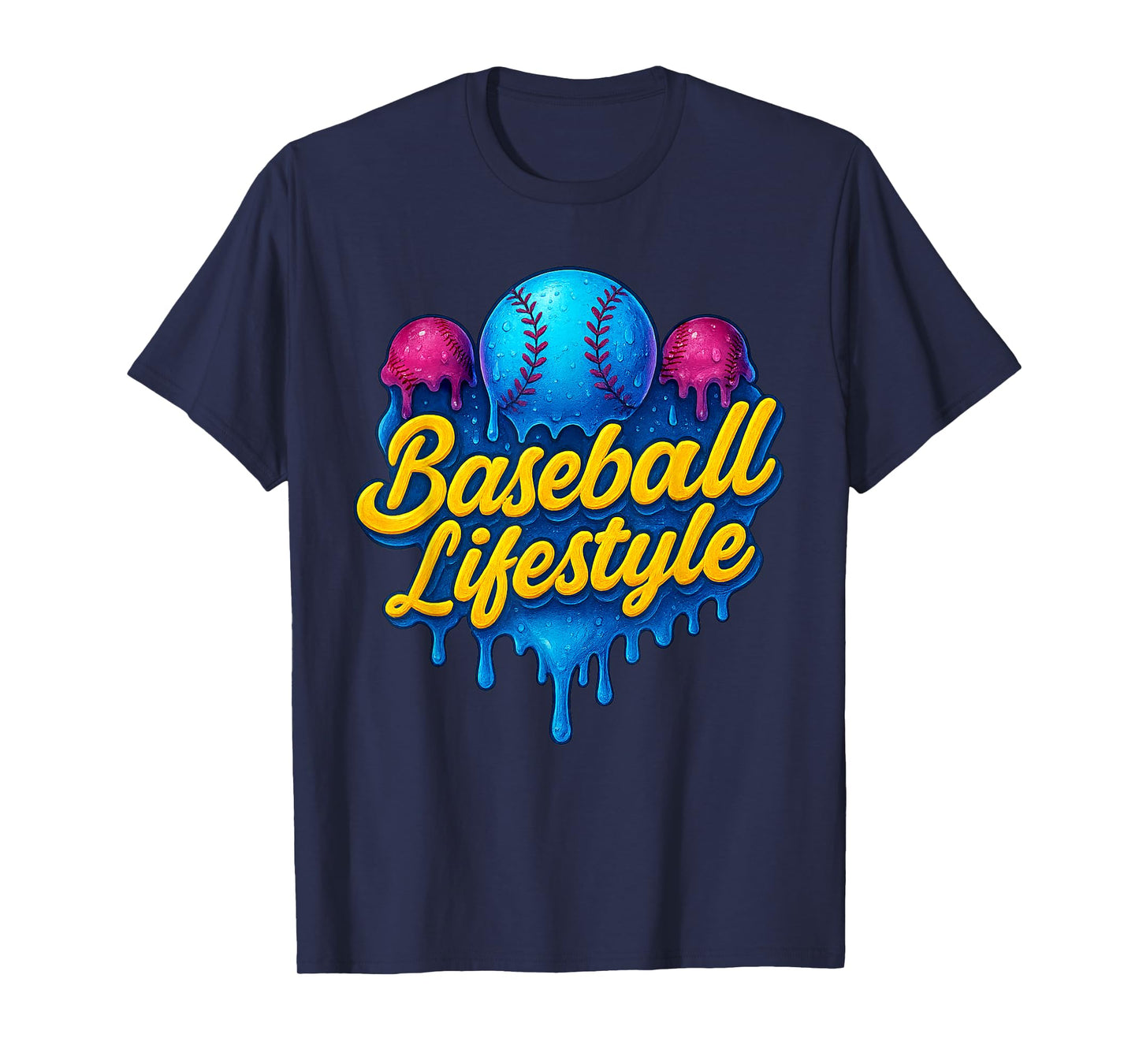 Baseball Lifestyle Home Plate Ice Cream Drip Men Boys Kids T-Shirt