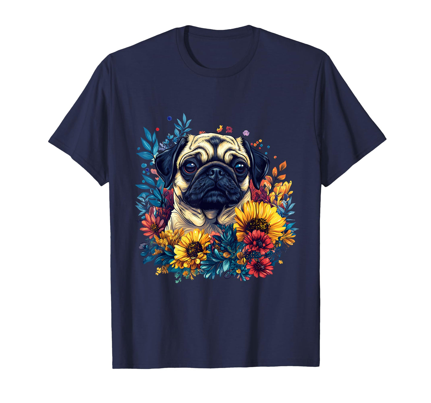 Cute Pug Owner Pug Lover Colorful Portrait Dog Pug T-Shirt