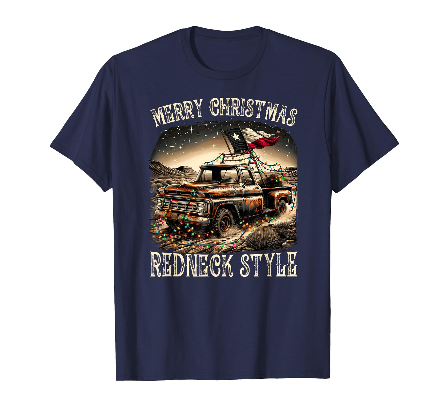 Merry Christmas Redneck Style - Pick up Truck T-Shirt