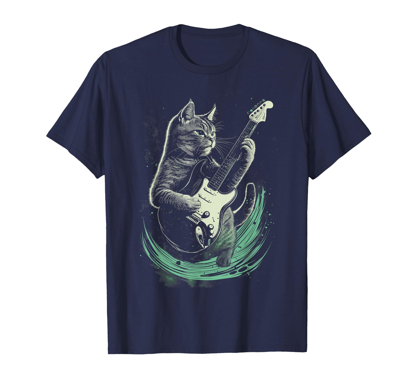 Cat Playing Guitar Rock Star Rock and Roll For Men Women Kid T-Shirt