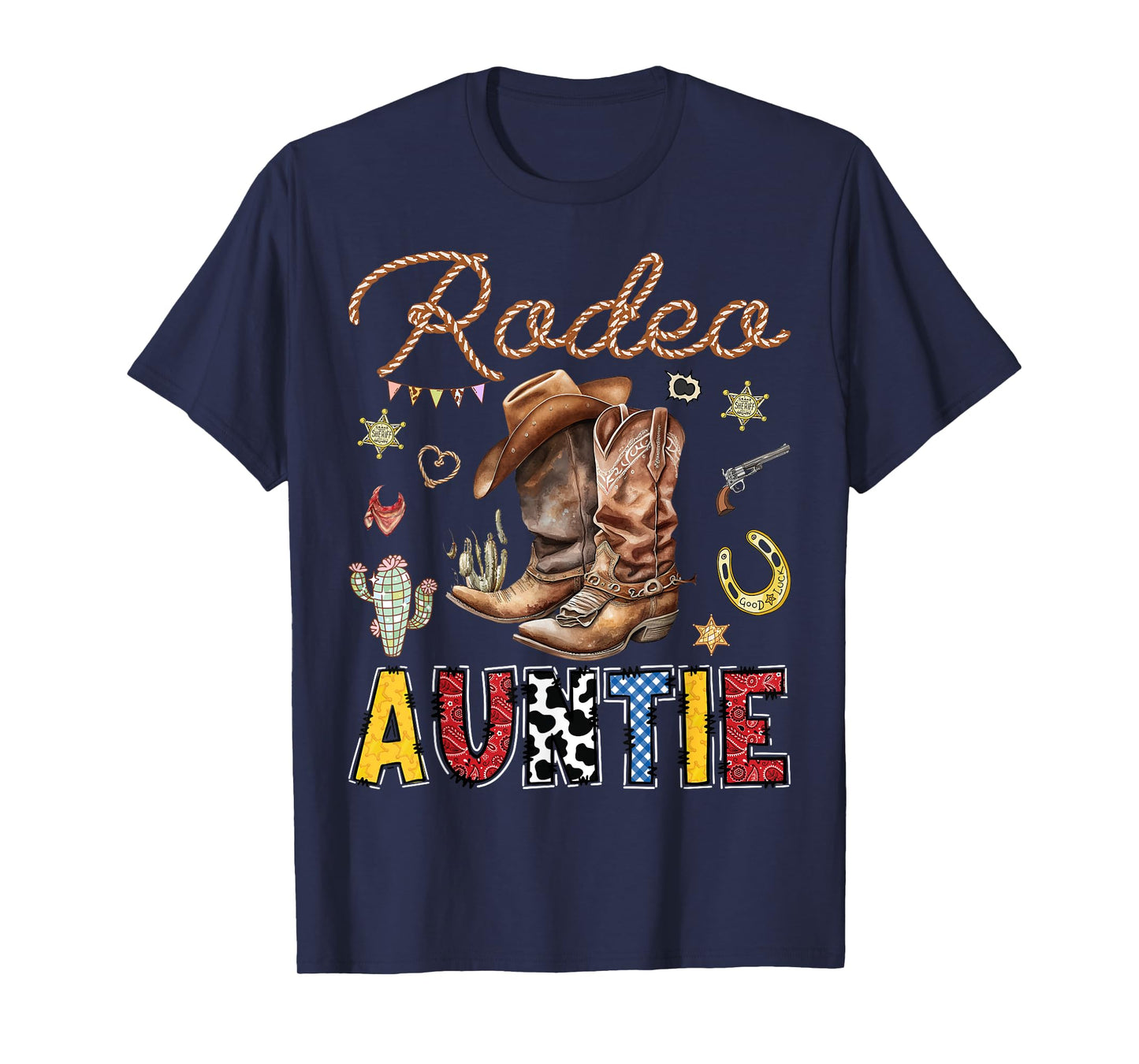 Rodeo Auntie Western Cowboy Birthday Matching Family T-Shirt
