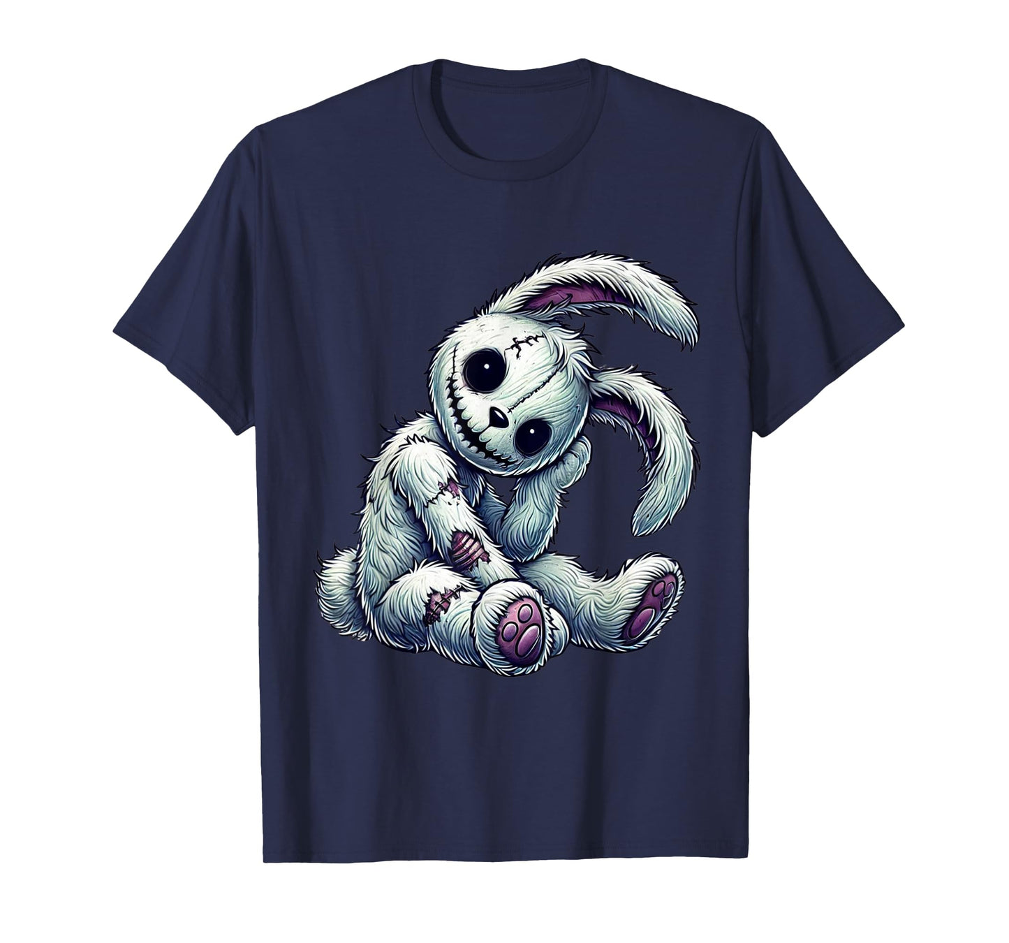 Zombie Bunny Stitched Easter gothic and Creepy Halloween T-Shirt