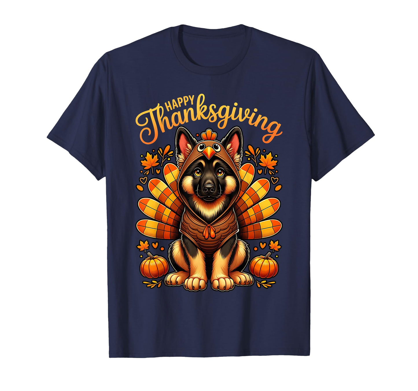 Happy Thanksgiving German Shepherd Dog Turkey Day Fall T-Shirt