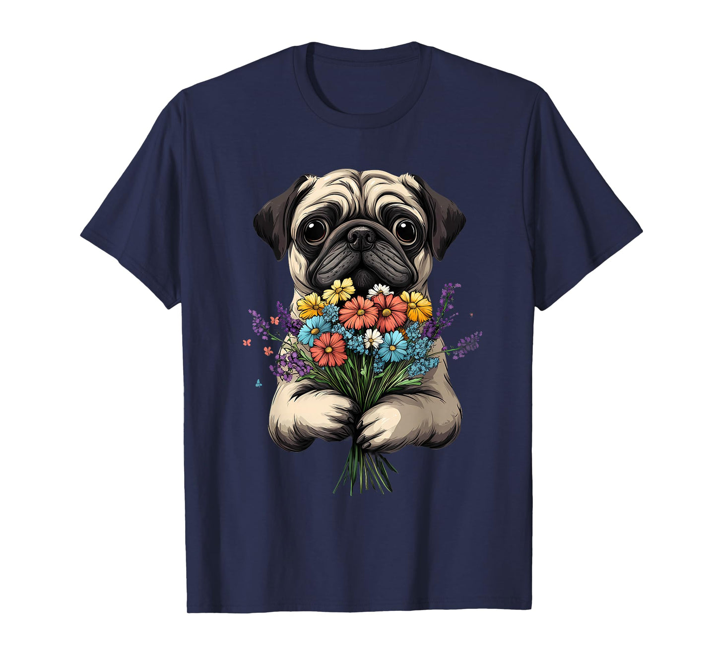 Pug Dog Face Colorful Portrait Animal Cute Pug Lover T-Shirt