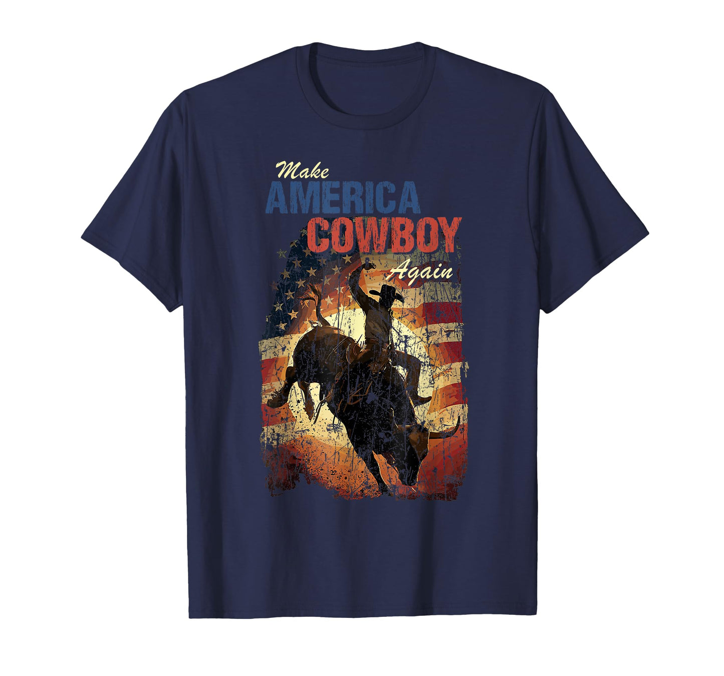 Make America Western Cowboy Again Retro 4th Of July Tee Gift T-Shirt