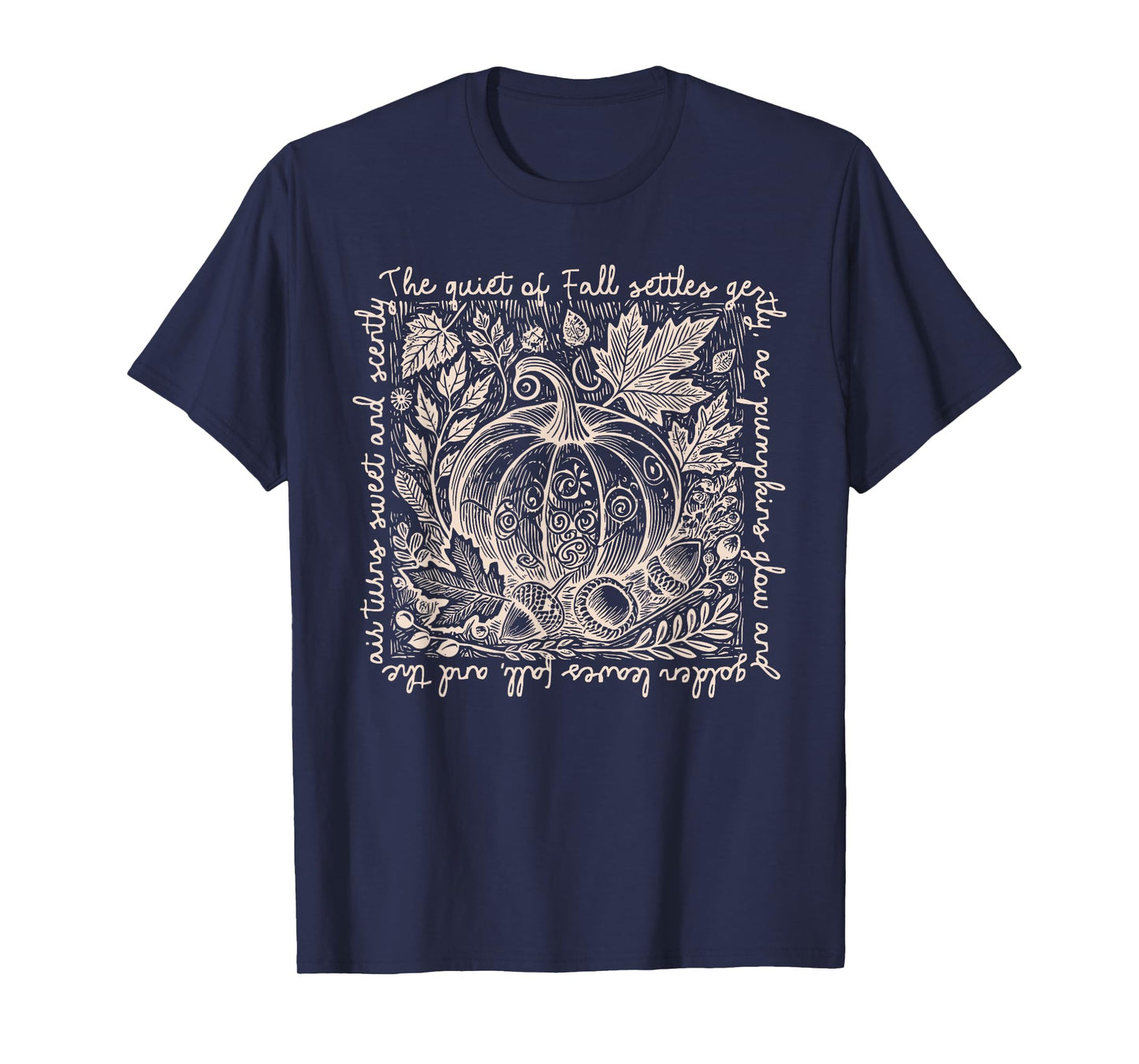 Retro Boho Celestial The Quiet of Fall Settles Gentle Autumn T-Shirt