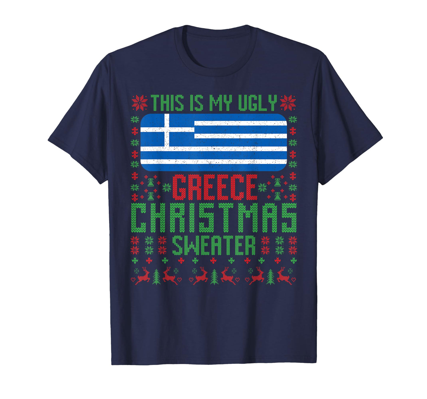 Greek Ugly Christmas Sweater Greek Flag for Greece T-Shirt