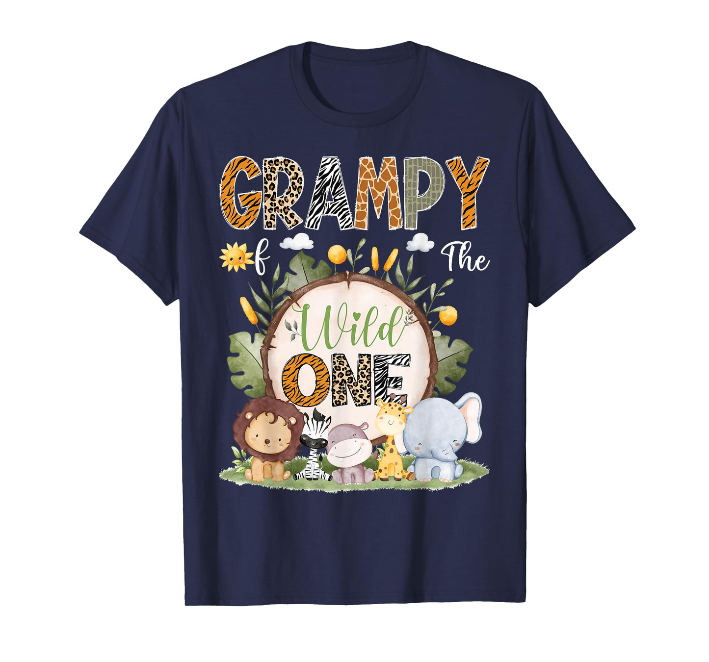 Grampy Of The Wild One 1St Birthday Kids Safari Woodland T-Shirt