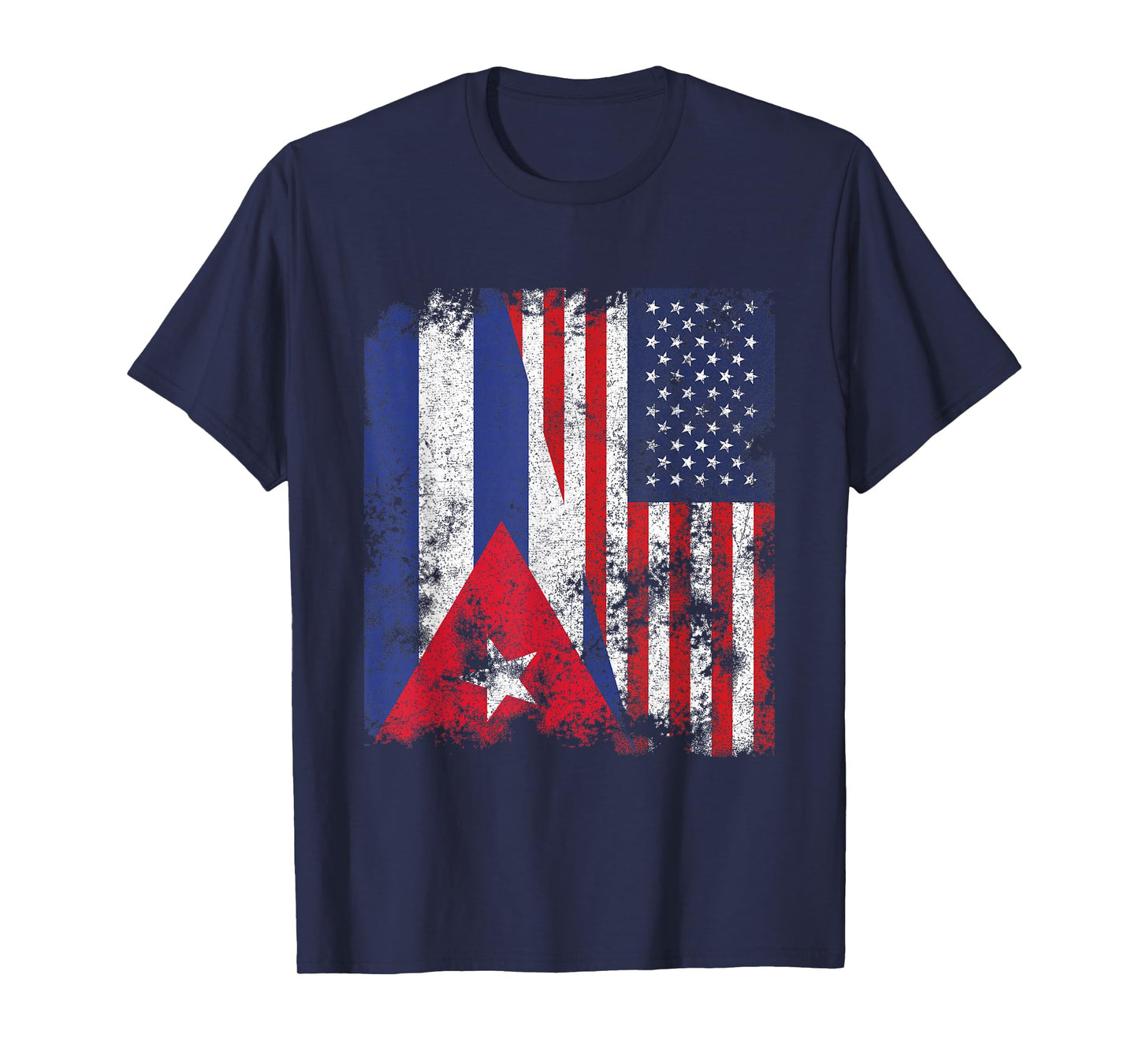 Cuba USA Flag Distressed - Half American T-Shirt