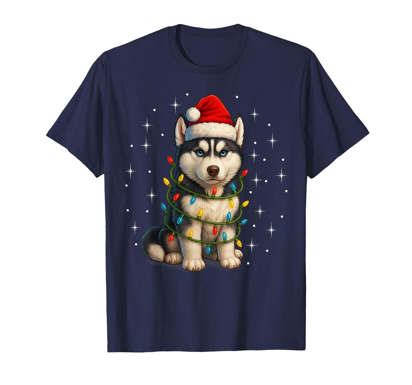 Funny Husky Dog Christmas PJ Pajama Men Women PJS for Family T-Shirt