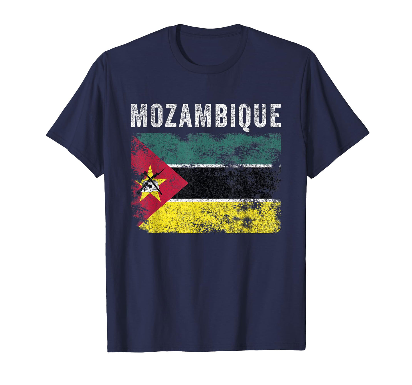 Mozambique Flag Distressed - Men Women - Mozambican Flag T-Shirt