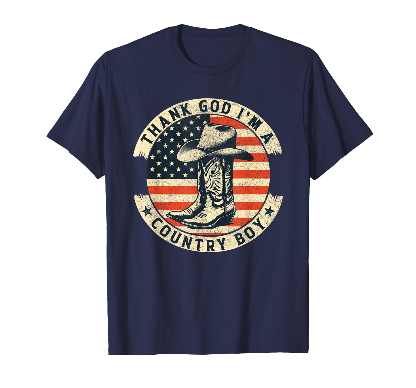 Thank God I'm A Country Music Boy Cowboy Western Retro T-Shirt