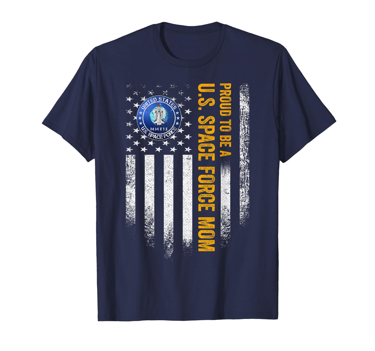 Vintage USA American Flag Proud To Be A US Space Force Mom T-Shirt