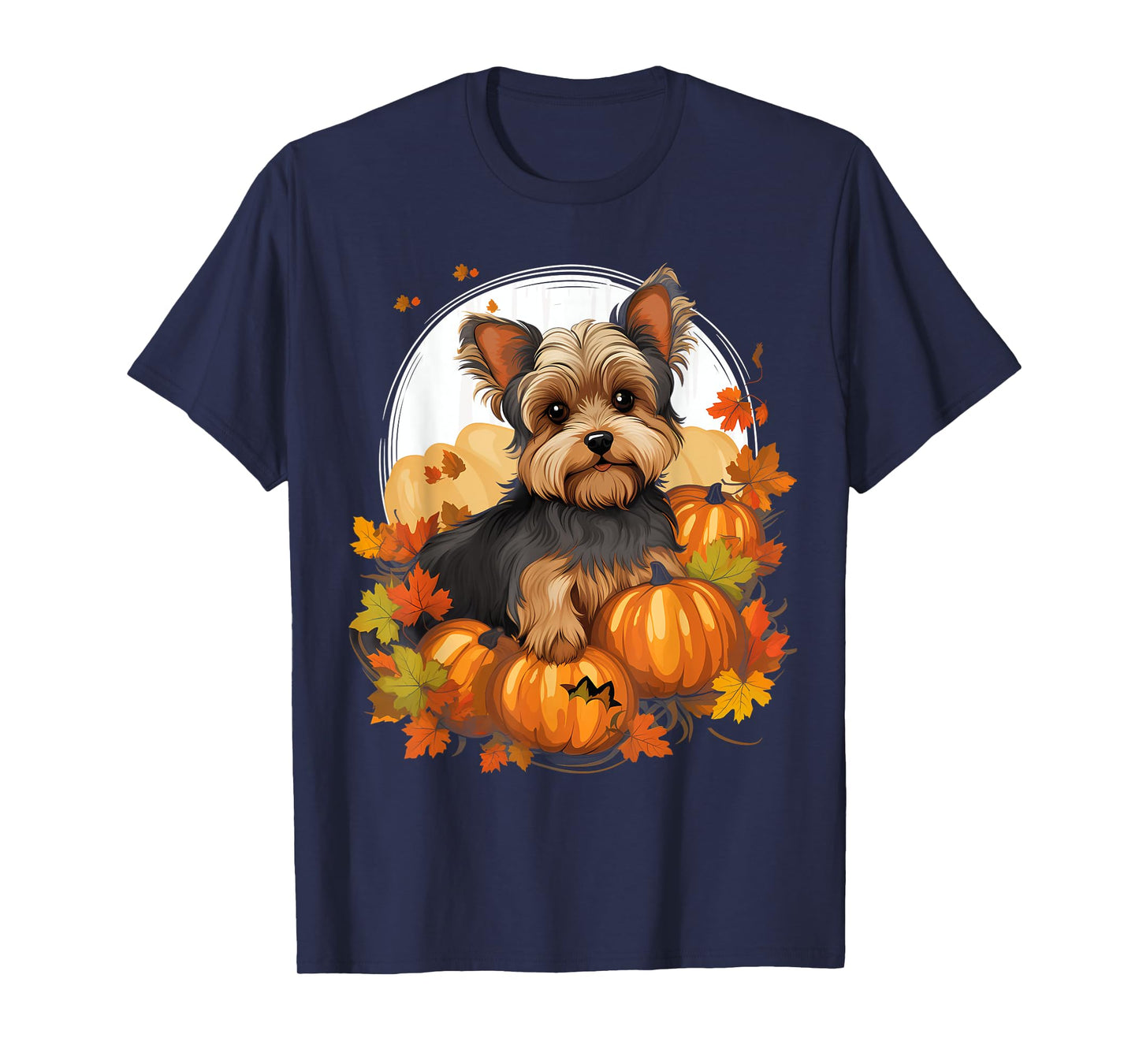 Pumpkin Yorkie Dog Halloween Thanksgiving T-Shirt