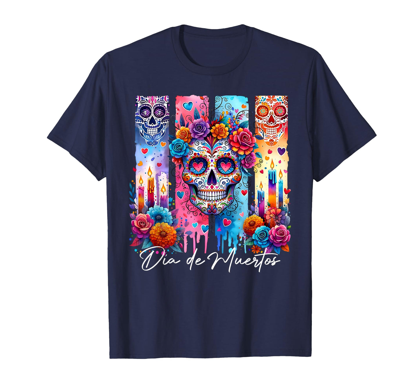 Rose Flower Skull Day Of The Dead Dia De Los Muertos Catrina T-Shirt