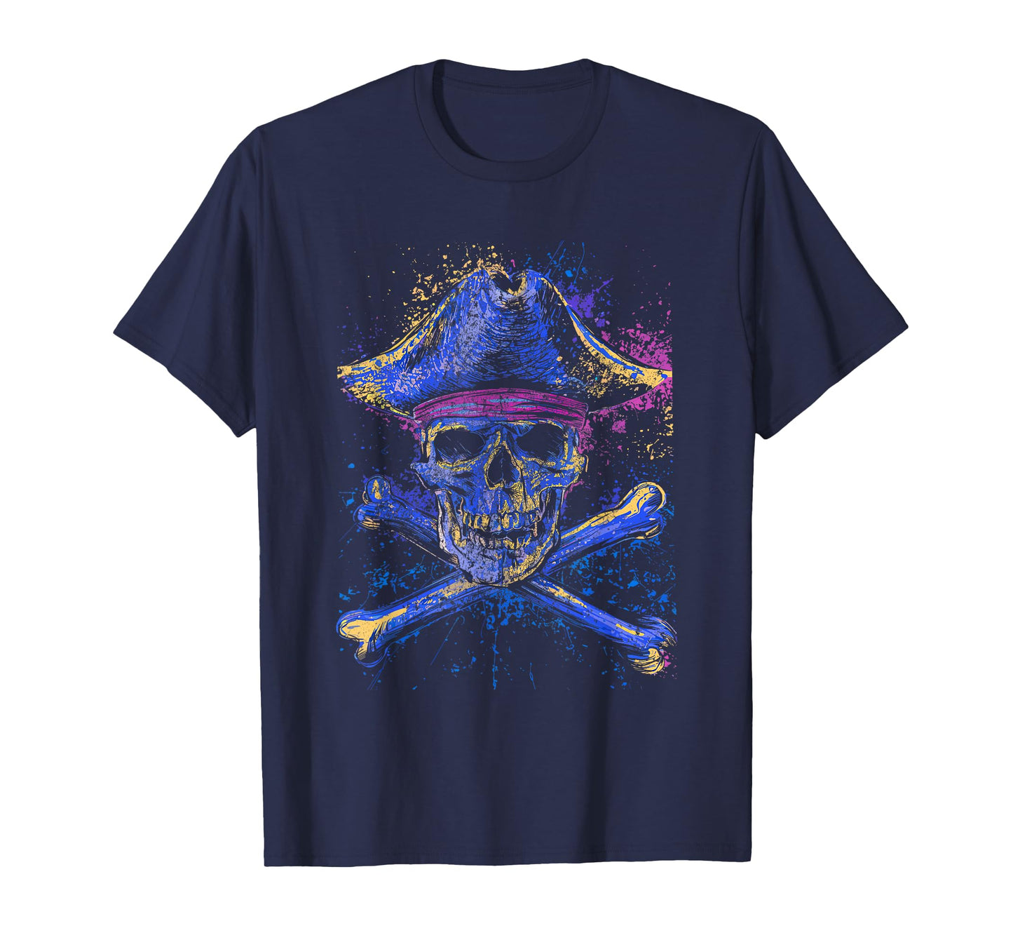 Skull Crossbones Skeleton Jolly Roger Flag Halloween Vintage T-Shirt