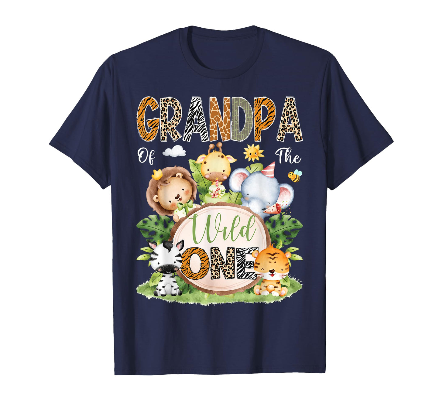Grandpa Of The Wild One 1St Birthday Kids Safari Jungle T-Shirt
