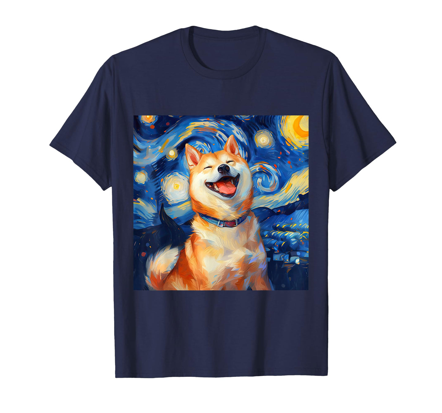 Cute Shiba Inu Dog Starry Night Vincent Van Gogh Painting T-Shirt