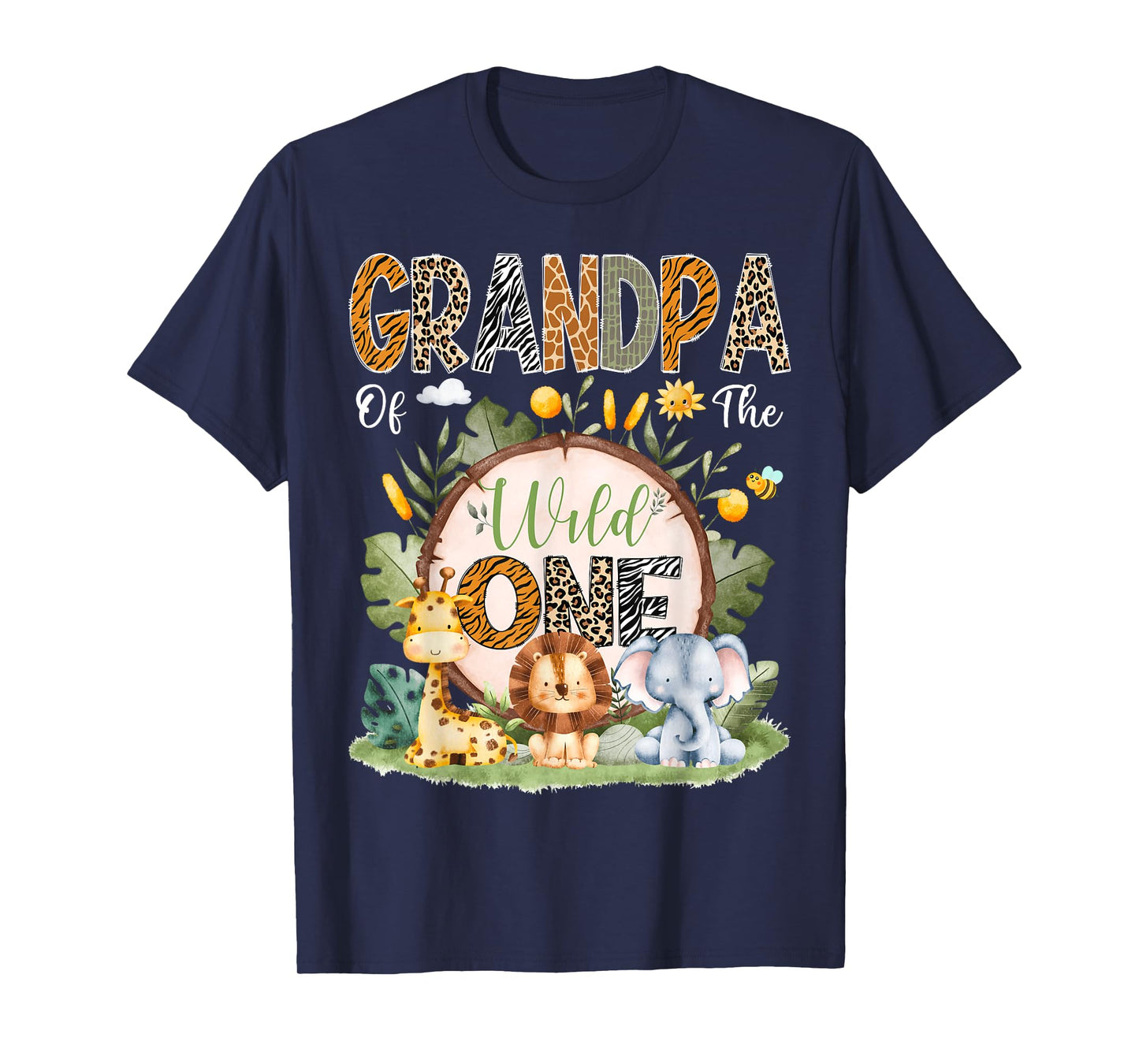 Grandpa Of The Wild One 1St Bday Safari Jungle Animals T-Shirt