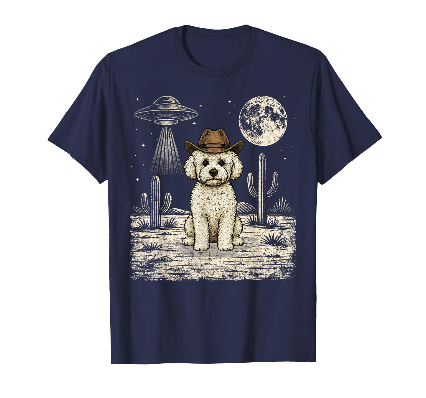 Funny Bichon Frise Cowboy Western Dog UFO T-Shirt