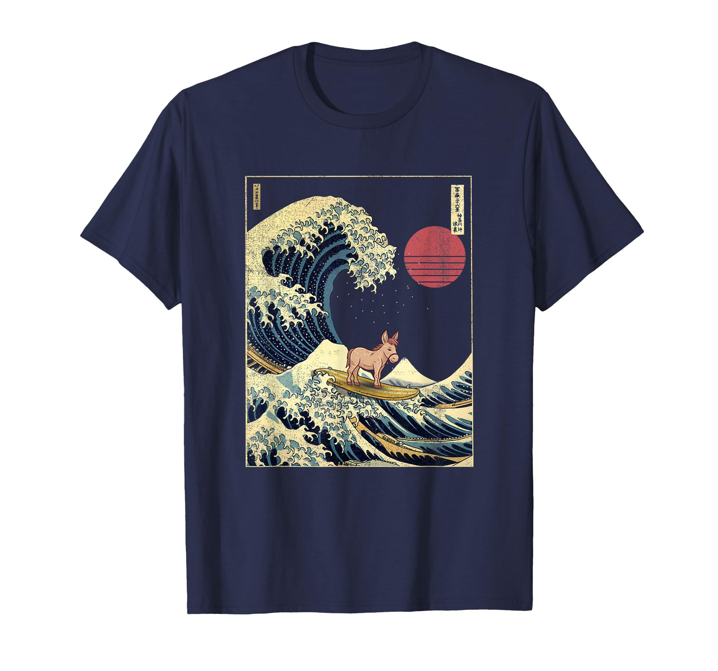 Donkey Japanese Kanagawa Wave Funny Surf Animal T-Shirt